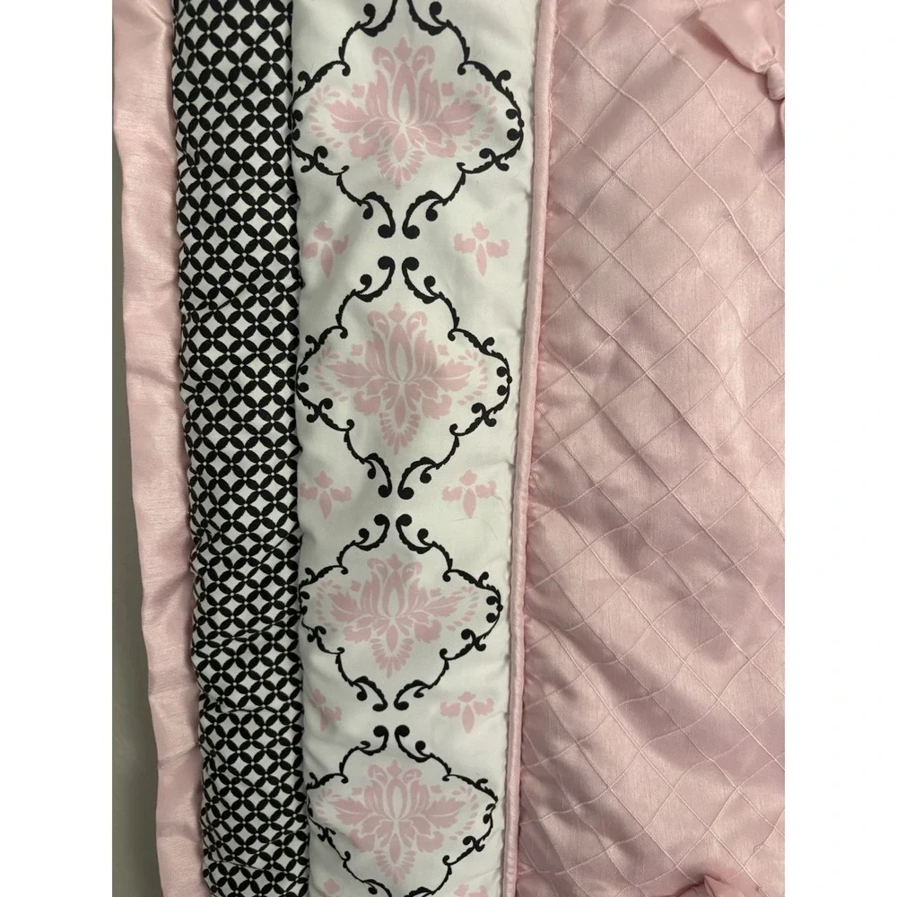Lambs & Ivy Crib Blanket Comforter Baby Toddler Nursery Pink Black Paris Bow‎